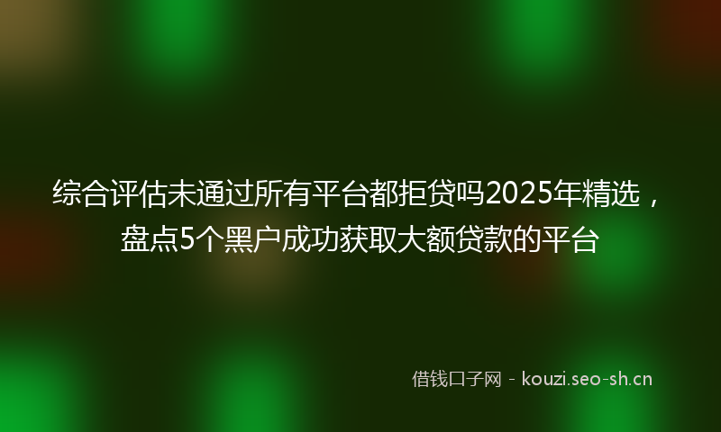 综合评估未通过所有平台都拒贷吗2025年精选，盘点5个黑户成功获取大额贷款的平台