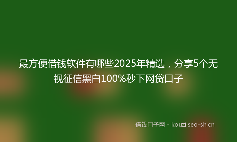 最方便借钱软件有哪些2025年精选，分享5个无视征信黑白100%秒下网贷口子