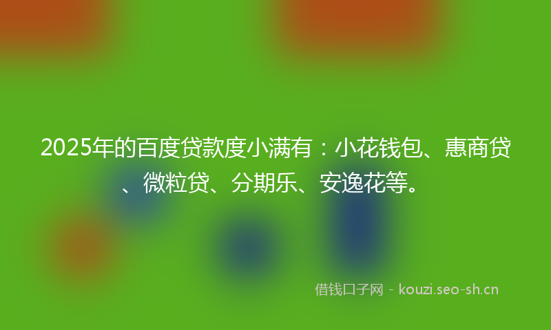 2025年的百度贷款度小满有：小花钱包、惠商贷、微粒贷、分期乐、安逸花等。