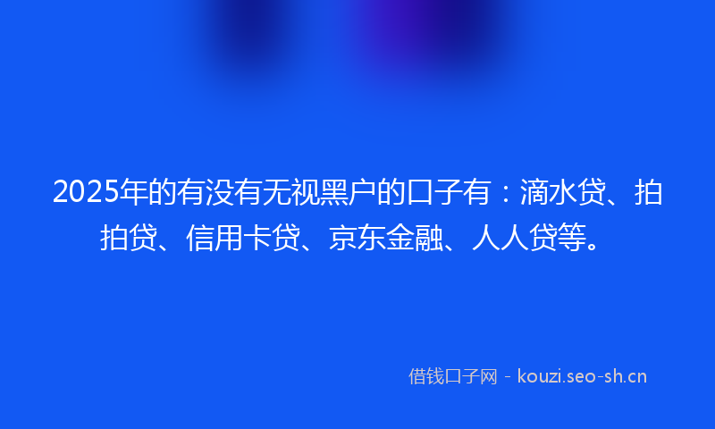 2025年的有没有无视黑户的口子有：滴水贷、拍拍贷、信用卡贷、京东金融、人人贷等。