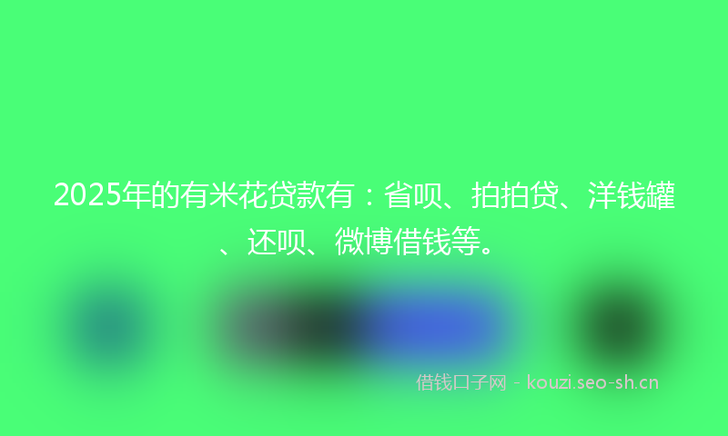 2025年的有米花贷款有：省呗、拍拍贷、洋钱罐、还呗、微博借钱等。