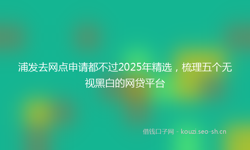 浦发去网点申请都不过2025年精选，梳理五个无视黑白的网贷平台