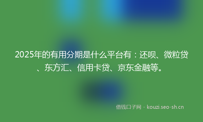 2025年的有用分期是什么平台有：还呗、微粒贷、东方汇、信用卡贷、京东金融等。