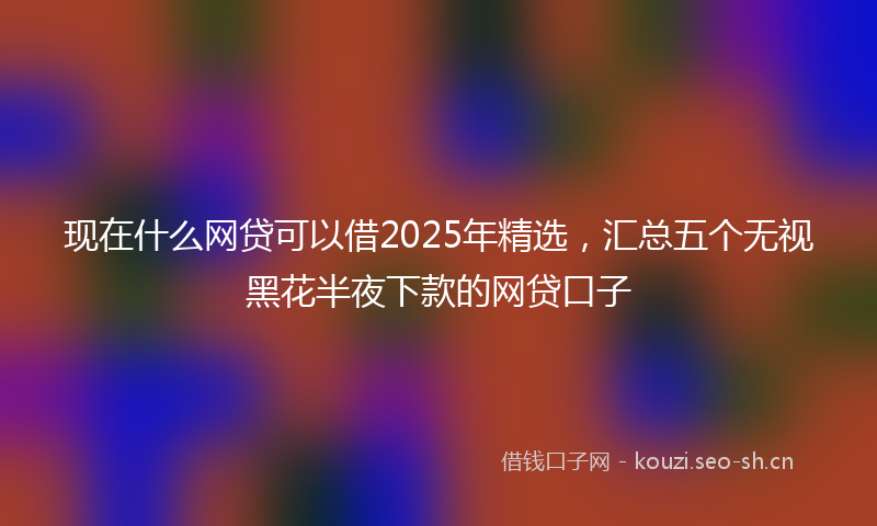 现在什么网贷可以借2025年精选，汇总五个无视黑花半夜下款的网贷口子