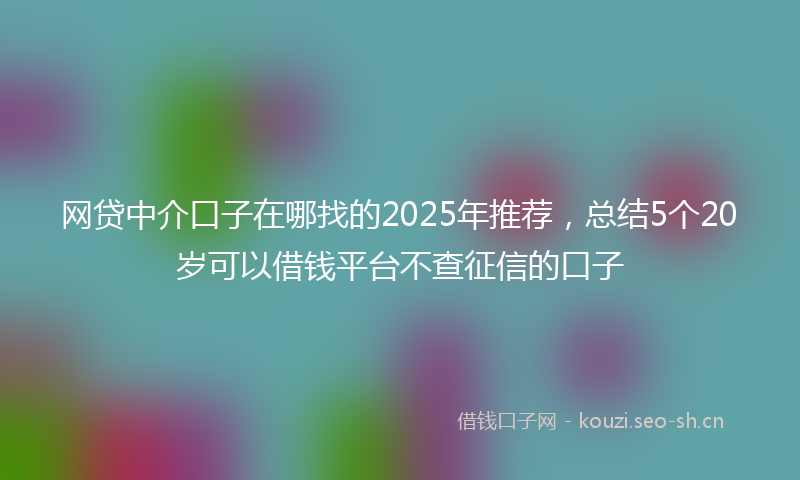 网贷中介口子在哪找的2025年推荐，总结5个20岁可以借钱平台不查征信的口子