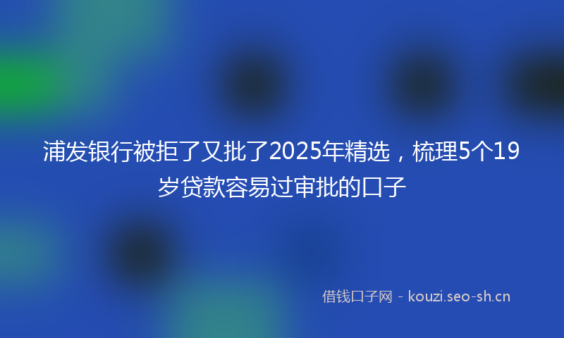 浦发银行被拒了又批了2025年精选，梳理5个19岁贷款容易过审批的口子