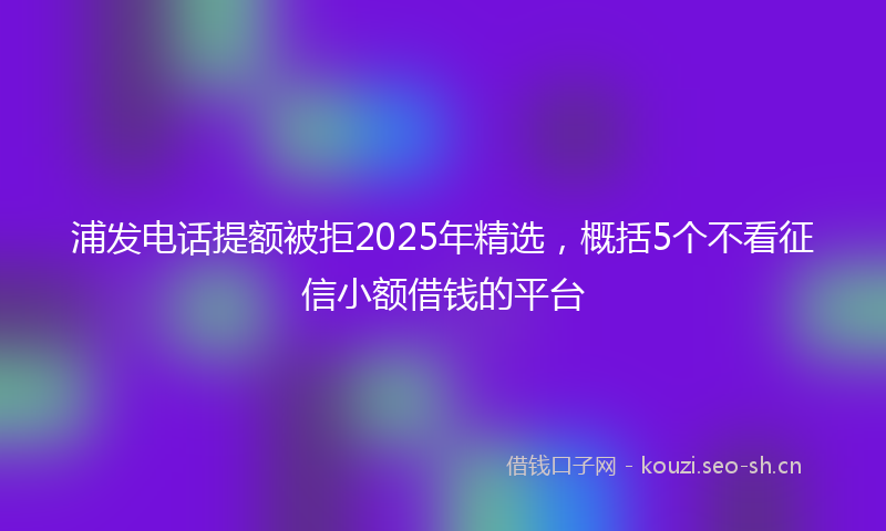 浦发电话提额被拒2025年精选，概括5个不看征信小额借钱的平台