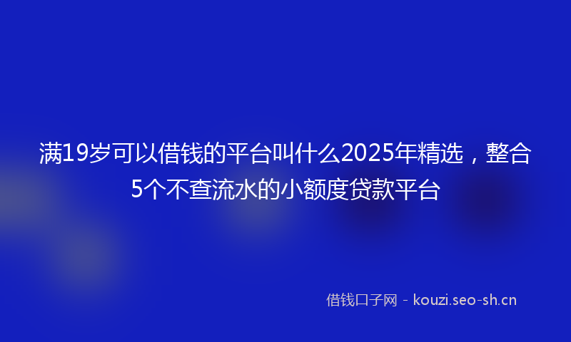 满19岁可以借钱的平台叫什么2025年精选，整合5个不查流水的小额度贷款平台