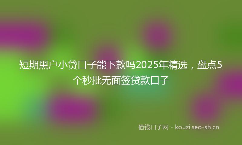 短期黑户小贷口子能下款吗2025年精选，盘点5个秒批无面签贷款口子