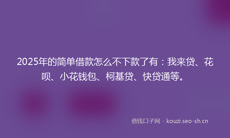 2025年的简单借款怎么不下款了有：我来贷、花呗、小花钱包、柯基贷、快贷通等。