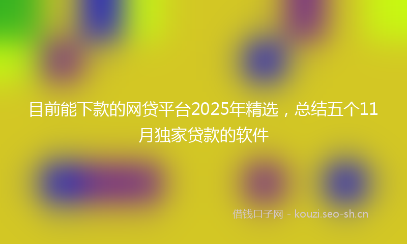 目前能下款的网贷平台2025年精选，总结五个11月独家贷款的软件