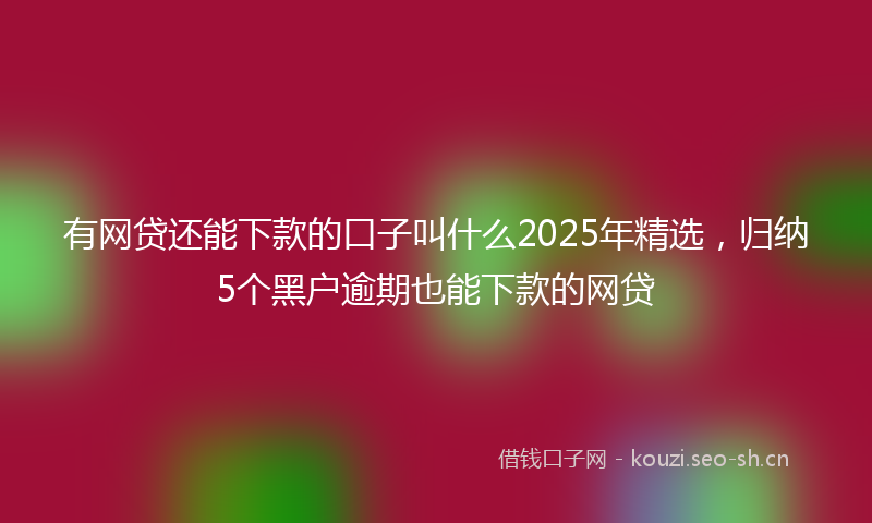 有网贷还能下款的口子叫什么2025年精选，归纳5个黑户逾期也能下款的网贷