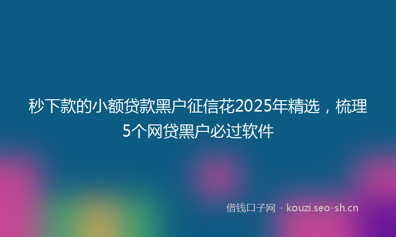 秒下款的小额贷款黑户征信花2025年精选，梳理5个网贷黑户必过软件