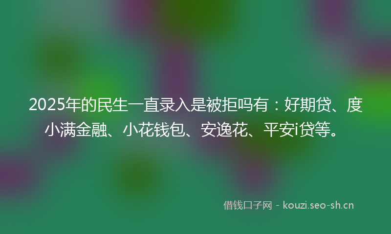 2025年的民生一直录入是被拒吗有：好期贷、度小满金融、小花钱包、安逸花、平安i贷等。