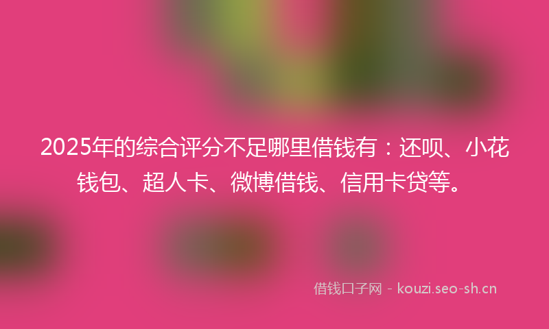 2025年的综合评分不足哪里借钱有：还呗、小花钱包、超人卡、微博借钱、信用卡贷等。