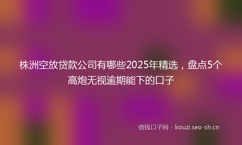 株洲空放贷款公司有哪些2025年精选,盘点5个高炮无视逾期能下的口子