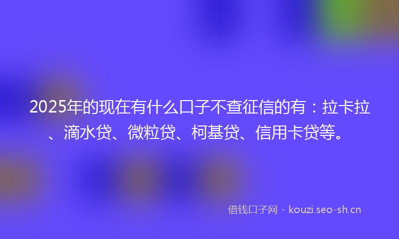 2025年的现在有什么口子不查征信的有：拉卡拉、滴水贷、微粒贷、柯基贷、信用卡贷等。