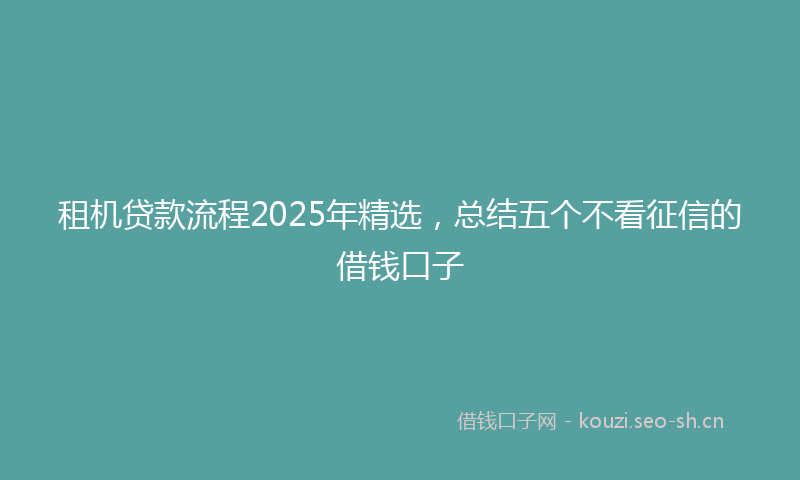 租机贷款流程2025年精选，总结五个不看征信的借钱口子