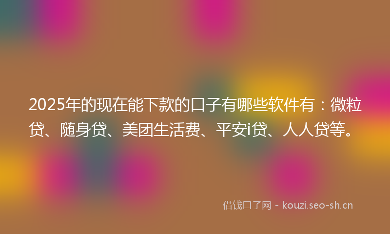 2025年的现在能下款的口子有哪些软件有：微粒贷、随身贷、美团生活费、平安i贷、人人贷等。