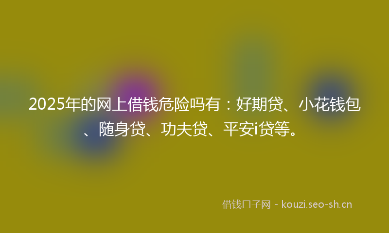 2025年的网上借钱危险吗有：好期贷、小花钱包、随身贷、功夫贷、平安i贷等。