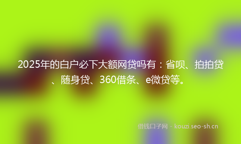 2025年的白户必下大额网贷吗有：省呗、拍拍贷、随身贷、360借条、e微贷等。