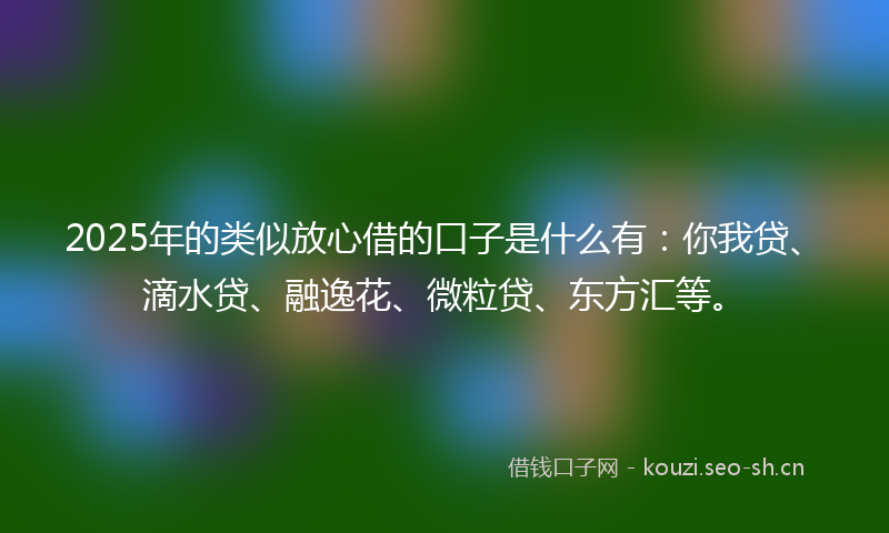 2025年的类似放心借的口子是什么有：你我贷、滴水贷、融逸花、微粒贷、东方汇等。