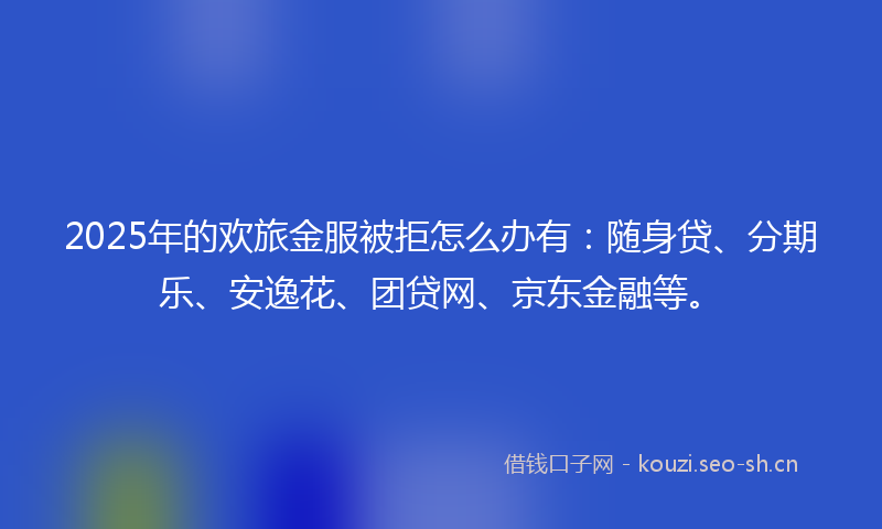 2025年的欢旅金服被拒怎么办有：随身贷、分期乐、安逸花、团贷网、京东金融等。