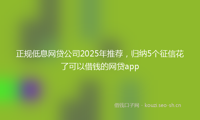 正规低息网贷公司2025年推荐，归纳5个征信花了可以借钱的网贷app