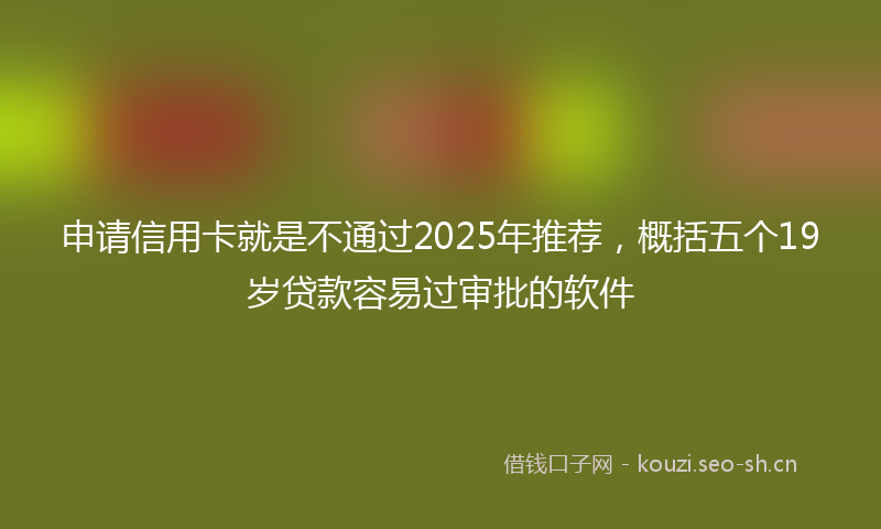 申请信用卡就是不通过2025年推荐，概括五个19岁贷款容易过审批的软件