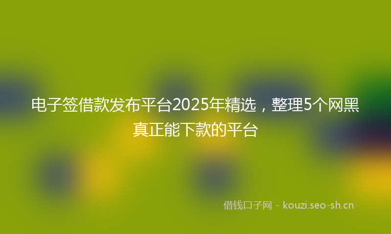 电子签借款发布平台2025年精选，整理5个网黑真正能下款的平台