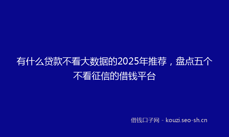 有什么贷款不看大数据的2025年推荐，盘点五个不看征信的借钱平台