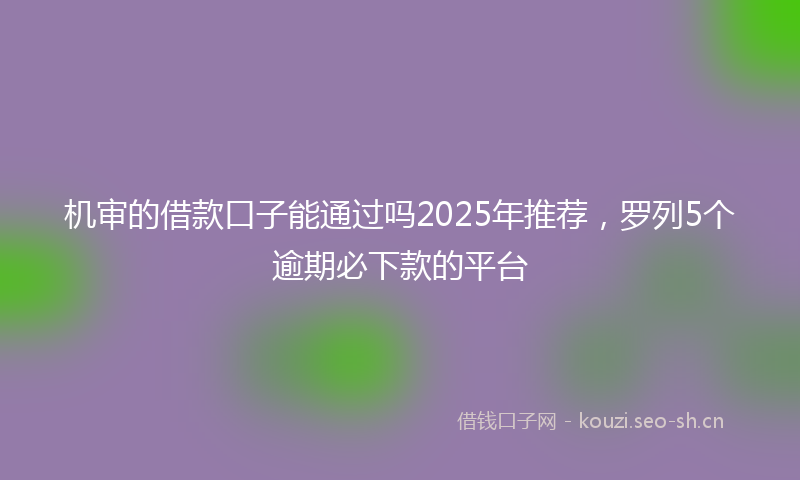 机审的借款口子能通过吗2025年推荐,罗列5个逾期必下款的平台