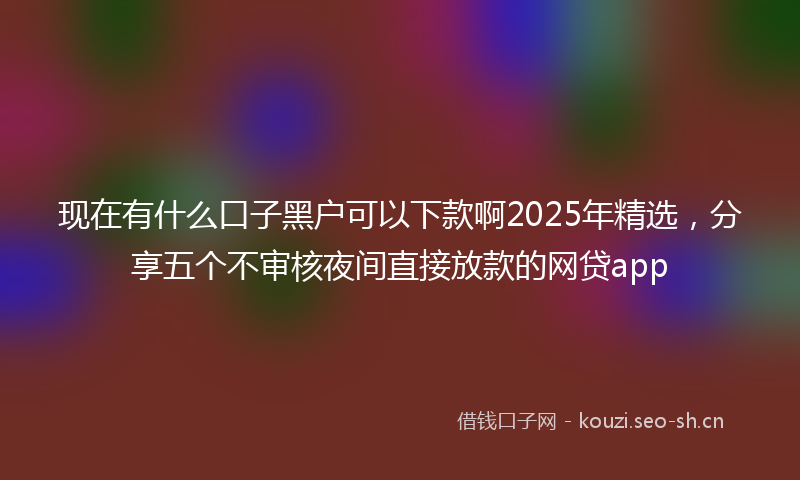 现在有什么口子黑户可以下款啊2025年精选，分享五个不审核夜间直接放款的网贷app