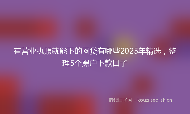 有营业执照就能下的网贷有哪些2025年精选，整理5个黑户下款口子
