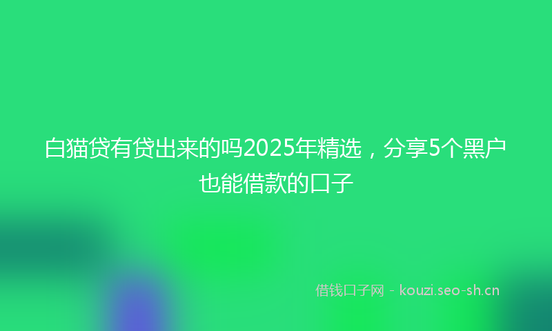 白猫贷有贷出来的吗2025年精选，分享5个黑户也能借款的口子