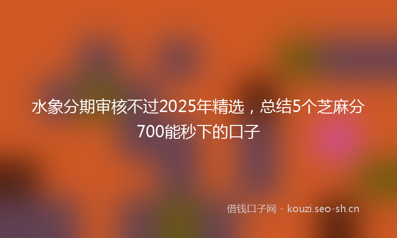 水象分期审核不过2025年精选，总结5个芝麻分700能秒下的口子