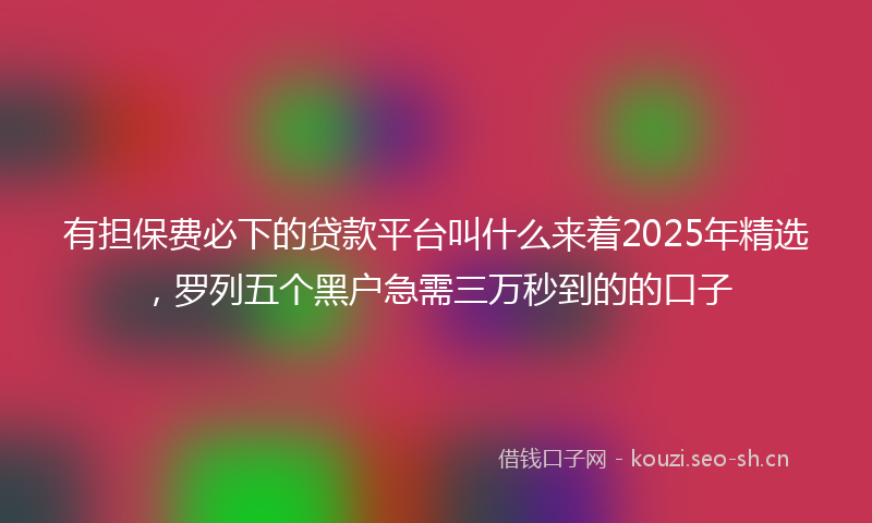 有担保费必下的贷款平台叫什么来着2025年精选，罗列五个黑户急需三万秒到的的口子