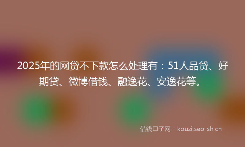 2025年的网贷不下款怎么处理有：51人品贷、好期贷、微博借钱、融逸花、安逸花等。