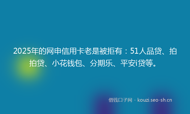 2025年的网申信用卡老是被拒有：51人品贷、拍拍贷、小花钱包、分期乐、平安i贷等。