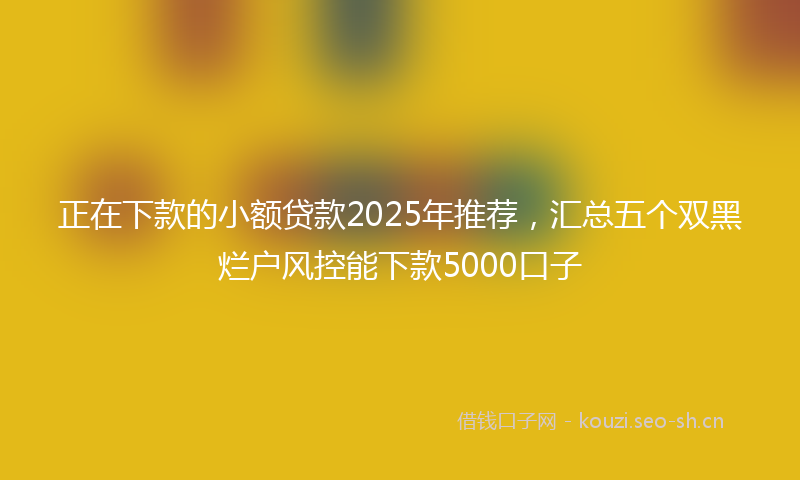 正在下款的小额贷款2025年推荐，汇总五个双黑烂户风控能下款5000口子