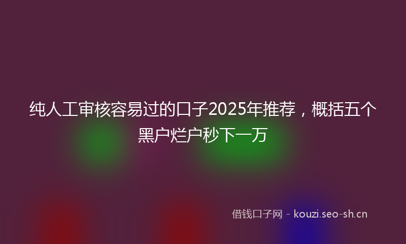 纯人工审核容易过的口子2025年推荐，概括五个黑户烂户秒下一万