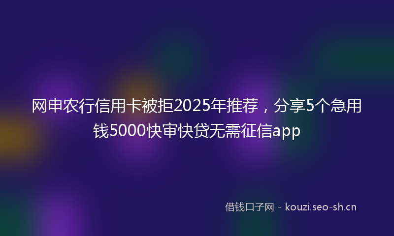 网申农行信用卡被拒2025年推荐，分享5个急用钱5000快审快贷无需征信app