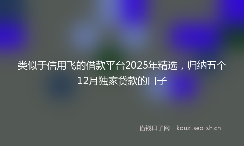 类似于信用飞的借款平台2025年精选，归纳五个12月独家贷款的口子