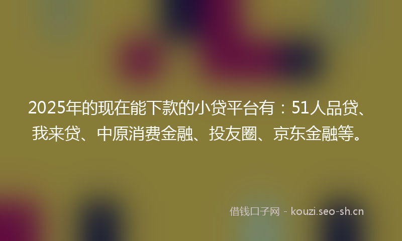 2025年的现在能下款的小贷平台有：51人品贷、我来贷、中原消费金融、投友圈、京东金融等。