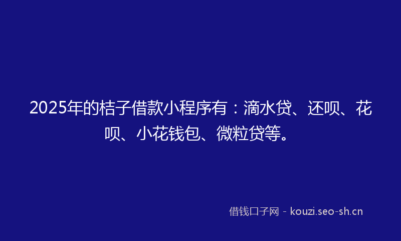 2025年的桔子借款小程序有：滴水贷、还呗、花呗、小花钱包、微粒贷等。