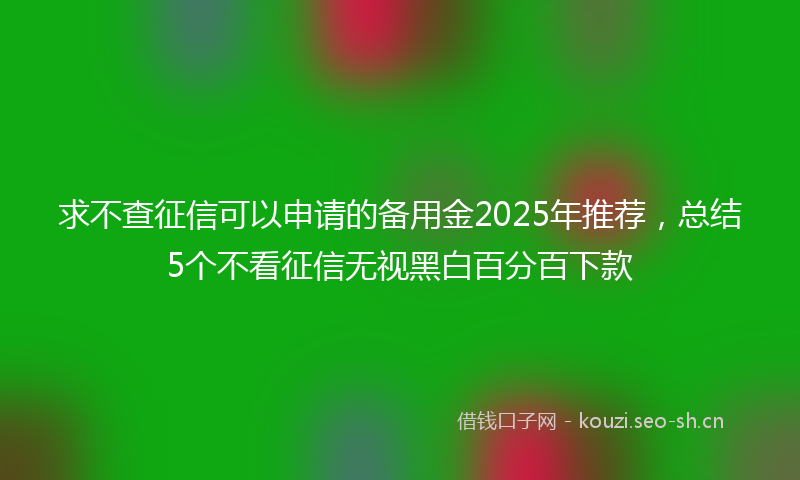 求不查征信可以申请的备用金2025年推荐，总结5个不看征信无视黑白百分百下款