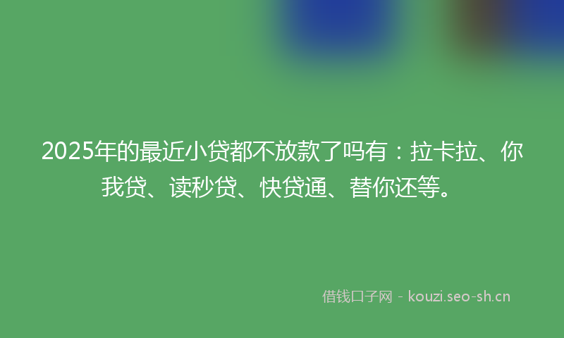 2025年的最近小贷都不放款了吗有：拉卡拉、你我贷、读秒贷、快贷通、替你还等。