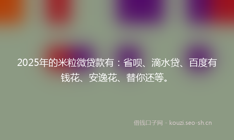 2025年的米粒微贷款有：省呗、滴水贷、百度有钱花、安逸花、替你还等。