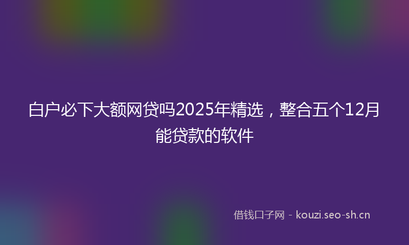 白户必下大额网贷吗2025年精选，整合五个12月能贷款的软件