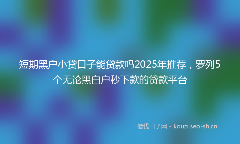 短期黑户小贷口子能贷款吗2025年推荐，罗列5个无论黑白户秒下款的贷款平台